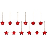 Creativ deco Dekostern »Weihnachtsstern, Weihnachtsdeko rot, Christbaumschmuck«, (12 St.), mit Schneeflocken-Design, rot