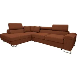Mirjan24 Ecksofa Cotere Cord, L-Form Eckcouch mit Schlaffunktion und Bettkasten (Farbe: Poso 39, Seite: Links) - Braun