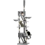 Kratzbaum Katzenbaum Kletterbaum  Katze Sisal deckenhoch verstellbar Hellgrau