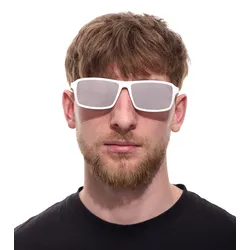 adidas Herren Sport Sonnen-Brille mit Verspiegelung Rechteckige-Brille Sonnenbrille zum Joggen 100% UVA & UVB Filterkategorie 3 GA0557 Weiß - One-Size