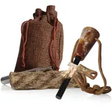 CampFeuer Feuerstahl Set mit Feuerstarter, Paracord-Seil, Blasrohr, Zunder und Stoffbeutel | Notfallausrüstung, Survival Kit, Campingausrüstung | Outdoor Set, Feuerstarter Set, Funkenstahl Set