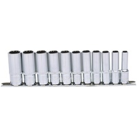 KS Tools 3/8" CHROMEplus 12-kant-Stecknuss-Satz, lang, 11-teilig 8-19mm