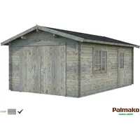 Palmako Blockbohlen-Garage, BxT: 360 x 550 cm (Außenmaße), Holz - grau