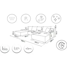 kaiser möbel Ecksofa, Sofa U form, Couch U form Livorno U stoff Poso Hellbraun - Hellbraun