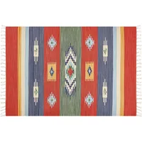 Beliani Teppich Kamaris Bunt 140 x 200 cm Baumwolle Kelim