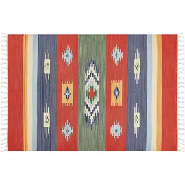 Beliani Teppich Kamaris Bunt 140 x 200 cm Baumwolle Kelim