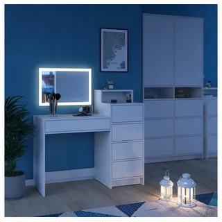 Vicco Schminktisch Naara Weiß 110.5 cm mit LED-Spiegel