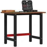 vidaXL Werkbank Dunkelbraun 100x60x81,5 cm Massivholz Eiche Rechteckig