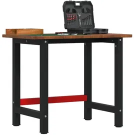 vidaXL Werkbank Dunkelbraun 100x60x81,5 cm Massivholz Eiche Rechteckig