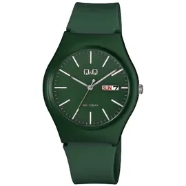 Q&Q Uniuhr mit Silikonarmband in grün, 10 Bar wasserdicht - Grün/Grün