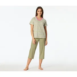 SCHIESSER Pyjama Grün/Weiß 44