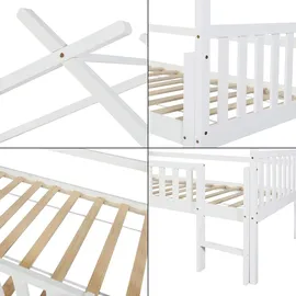 [en.casa] Hausbett Sotkamo 90 x 200 cm Kiefer massiv weiß