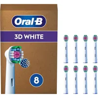 Oral B 3D White elektrische Zahnbürstenköpfe, Packung mit 8 Ersatzbürstenköpfen, Aufheller, mit exklusiver Polierschale zum Entfernen von oberflächlichen Flecken, geeignet für Briefschlitz