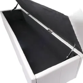 Mendler Garnitur Sitzgruppe Bank mit Aufbewahrung Kriens XXL+4 Stühle Littau, Leder ~ weiß