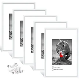 luxuskollektion Fotorahmen A3 Plexiglas Weiß 29,7x42 cm 5er Set