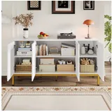 STILVORA Sideboard mit Stauraum,Aufwahrungsschrank Beistellschrank mit goldenen Beinen