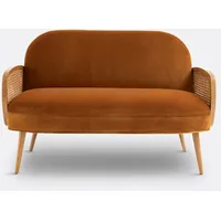 Sofa Buisseau, Samt Und Korbgeflecht ziegelrot 2-Sitzer