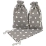 Frau WUNDERVoll® 12 Geschenksäckchen grau weiße Sterne 20 x 12 cm Baumwolle Adventskalender