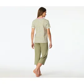SCHIESSER Pyjama Grün/Weiß 44