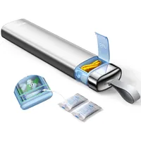 VAYDEER 7 Tage Pillendose aus Metall mit Trockenmittel-Fach, Wöchentliche Tablettenbox für 1x täglich Medikamente, Luftdichte Reise Medikamentenbox mit Trageband(Silber)