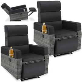 Tectake Pacentro Rattansessel 80 x 157 x 97 cm grau 2 St.