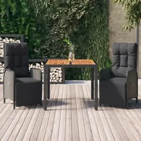 vidaXL Garten-Essgruppe 3-tlg. Schwarz