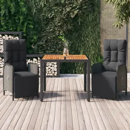 vidaXL Garten-Essgruppe 3-tlg. Schwarz