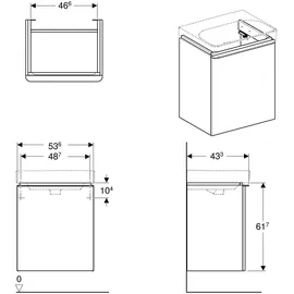 Geberit Waschtischunterschrank 1 Tür 53,6 x 61,7 x 43,3 cm Sandgrau Hochglanz