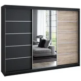 A&J MöbelLand Schiebetürenschrank VILUNO 1 200 x 215 x 59,5 cm Weiß/Schwarz