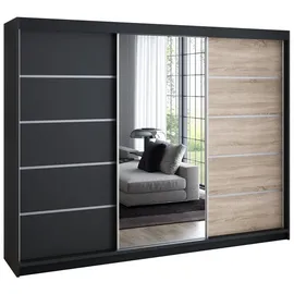 A&J MöbelLand Schiebetürenschrank VILUNO 1 200 x 215 x 59,5 cm Weiß/Schwarz