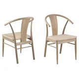 freiraum Holzstuhl Janik (2er-Set), (2er-Set) in Eiche weiss pigmentiert - 54x83x54 (BxHxT) braun