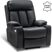 MCombo Fernsehsessel 7190 Leder 100 x 112 x 86 cm Schwarz elektrisch