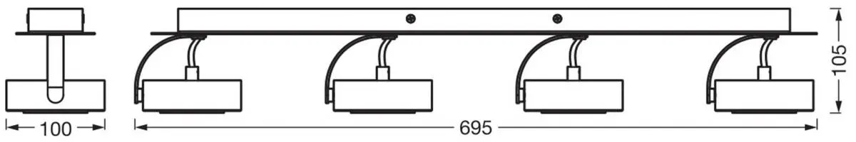 OSRAM LED-Deckenstrahler VENUS, weiß, 4-flg., Metall 3.000 K VENUS, weiß / opal, für Wohn- / Esszimmer, Metall, Modern, LED Deckenlampe - 69.5 cm - 10 cm - 10.5 cm