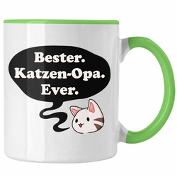 Trendation Tasse Trendation – Lustige Tasse Opa Geschenke Großvater Vatertag Geburtstag Kaffeetasse mit Spruch für Opa Katzen Katzenbesitzer grün