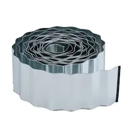 Relaxdays Rasenkante 15m, aus Metall, verzinkt, flexibel, Umrandung f. Beet oder Rasen, 16cm hoch, Silber