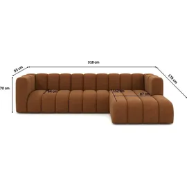 kaiser möbel Ecksofa L-Form GRAND 318 cm, stoff Salvador, Dunkelbraun, Rechts - Dunkelbraun
