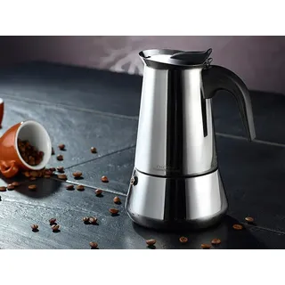 Edelstahl Espressokocher für 6 Tassen, für Induktion Gas Ceran Elektro Kochfeld