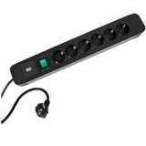 Bachmann Steckdosenleiste 6-fach 2 m Schwarz