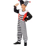 Funidelia | Harlekin Kostüm für Jungen - Zirkus Kostüm für Kinder & Verkleidung für Partys, Karneval & Halloween - Schwarz, Overall & Hut, Größe 7-9 Jahre
