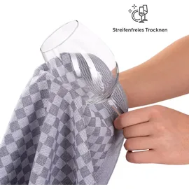 Blumtal 5er Set - Hochwertiges Handtücher Set, 100% Baumwolle, 50x70 cm, grau kariert, ® - geschirrtücher Baumwolle - Grau