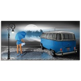 Artland Glasbild »Regennacht in Blau mit Camper T1«, Auto, (1 St.), blau