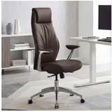 FineBuy Bürostuhl Echtleder Braun
