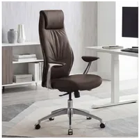 FineBuy Bürostuhl Echtleder Braun
