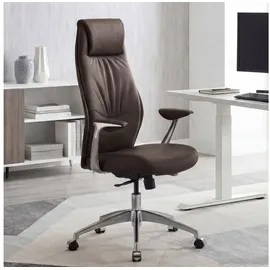FineBuy Bürostuhl Echtleder Braun