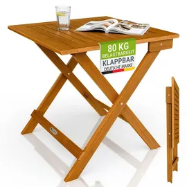 Juskys Juskys® Beistelltisch Zadar Klappbar wetterfest geölt Akazienholz, Garten