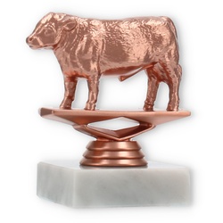 Pokal Kunststofffigur Hereford Stier bronze auf weißem Marmorsockel 9,8cm