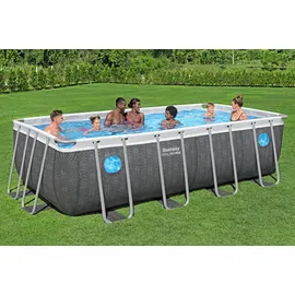 BESTWAY Steel Pro MAX Splashview Frame Pool Komplett-Set 488 x 244 x 122 cm inkl. Filterpumpe, Abdeckplane, Poolleiter