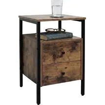 Relaxdays Nachtschrank 2 Schubladen 40 x 40 x 61 cm Braun/Schwarz