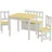 [en.casa] Kindertischset Lousame 2 Stühle 1 Sitzbank Kiefer massiv natur/weiß beige