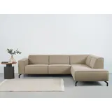 PLACES OF STYLE Ecksofa Lorcan, Breite 275 cm, weiches Sitzgefühl, mit schwarzen Metallfüßen, Lederoptik und in weichem Strukturstoff lieferbar, grau